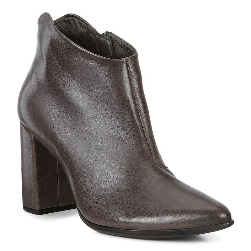 Women Boots Ecco Shape 75 Pointy Block - Heeled Booties Brown - India BFMVWX435